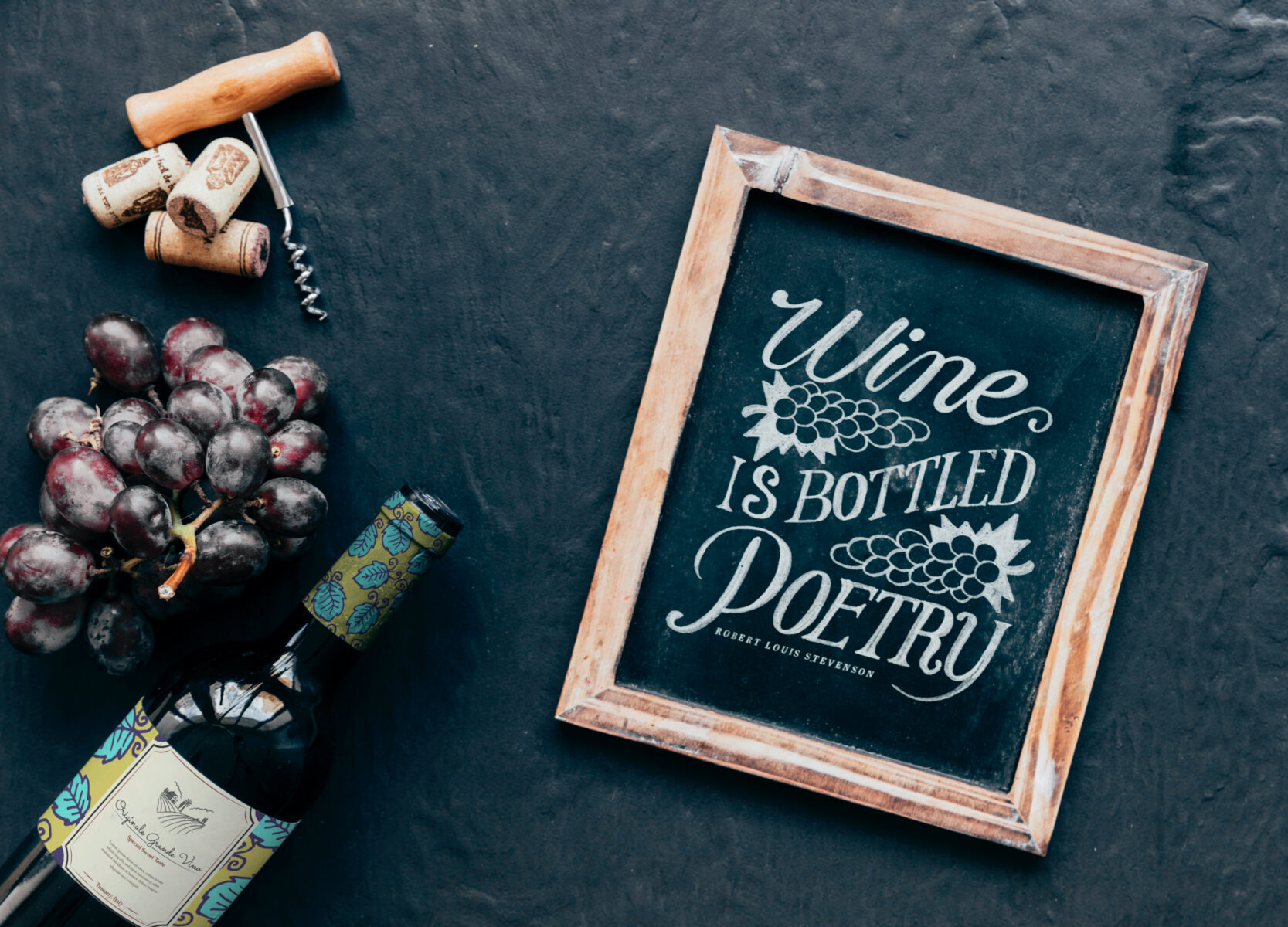 Wine is bottled poetry mockup