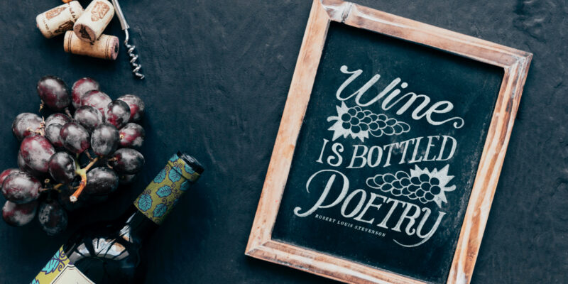 Wine is bottled poetry mockup